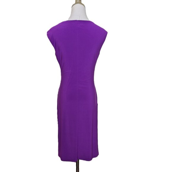Lauren Ralph Lauren Sleeveless Cowl Neck Dress Size 6 Solid Purple Pleated - Picture 5 of 6